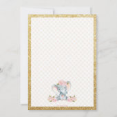 Rosa Blumenelefant-Babyparty-Einladungs-Mädchen Einladung (Rückseite)