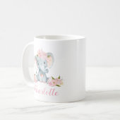 Rosa Blumenelefant-Kaffee-Tassen-Geschenk Kaffeetasse (Vorderseite Links)