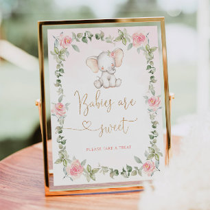 Rosa Blumenelefone Babies sind süßes Poster