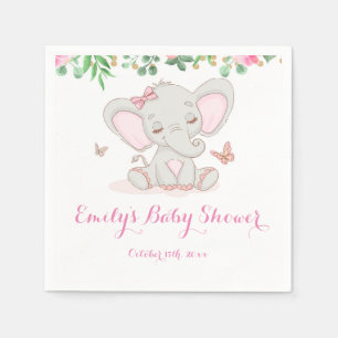 Rosa Blumenelefone Babydusche Serviette