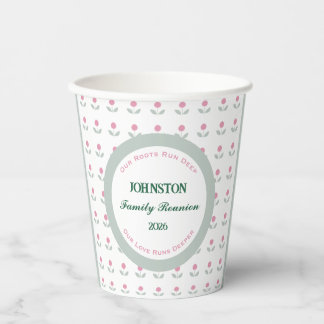 Rosa Blumenfamilientreffen 8 oz. Papier  Pappbecher