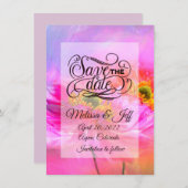 Rosa Blumenfantasie Save the Date Einladung (Vorne/Hinten)