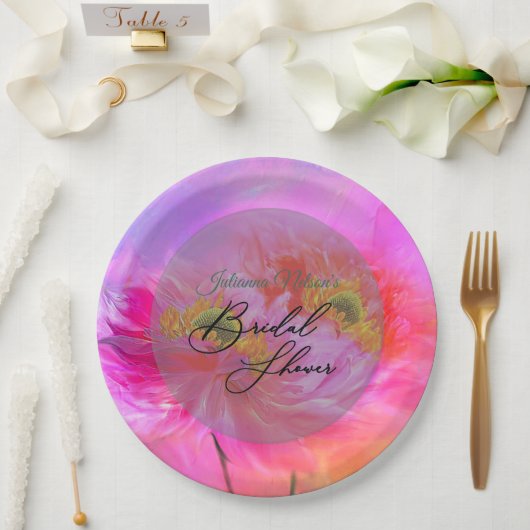 Rosa Blumenfantasy-Teller Pappteller (Hochzeit)