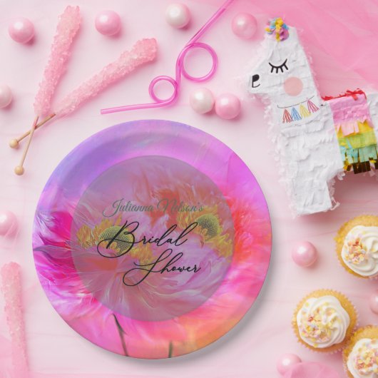 Rosa Blumenfantasy-Teller Pappteller (Party)