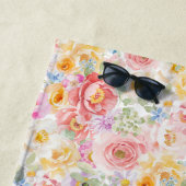 Rosa Blumenfarbe Personalisiert Strandtuch (Beispiel)