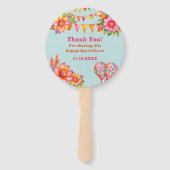 Rosa Blumenfarben Blau Fiesta Brautparty Fächer (Rückseite)