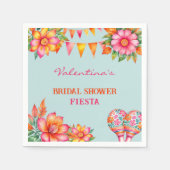 Rosa Blumenfarben Blau Fiesta Brautparty Serviette (Vorderseite)