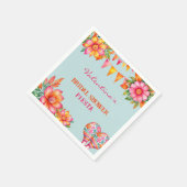 Rosa Blumenfarben Blau Fiesta Brautparty Serviette (Ecke)