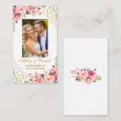 Rosa blumenfarbenes Foto Einsteckkarte G Begleitkarte (Vorne/Hinten)