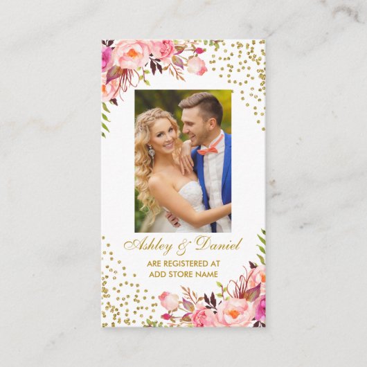 Rosa blumenfarbenes Foto Einsteckkarte G Begleitkarte (Vorderseite)