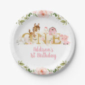 Rosa Blumenfarm Erstgeburt Papierplatte Pappteller (Vorderseite)