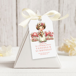 Rosa Blumenfee Geburtstagsgeschenk-Anhänger 4. Geb Geschenkanhänger
