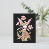 Rosa Blumenfee-Kunst Postkarte (Stehend Vorderseite)