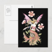 Rosa Blumenfee-Kunst Postkarte (Vorne/Hinten)
