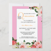 Rosa Blumenfeier Einladung (Vorderseite)