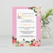 Rosa Blumenfeier Einladung (Stehend Vorderseite)