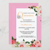Rosa Blumenfeier Einladung (Vorne/Hinten)