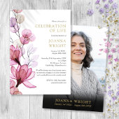 Rosa Blumenfeier zum Foto der Lebensbeerdigung Einladung