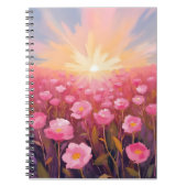 Rosa Blumenfeld Aquarell Blumen Notizblock (Vorderseite)