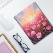 Rosa Blumenfeld Aquarell Blumen Notizblock