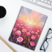 Rosa Blumenfeld Aquarell Blumen Notizblock