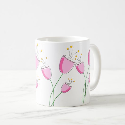 Rosa Blumenfeld Kaffeetasse (VorderseiteRechts)