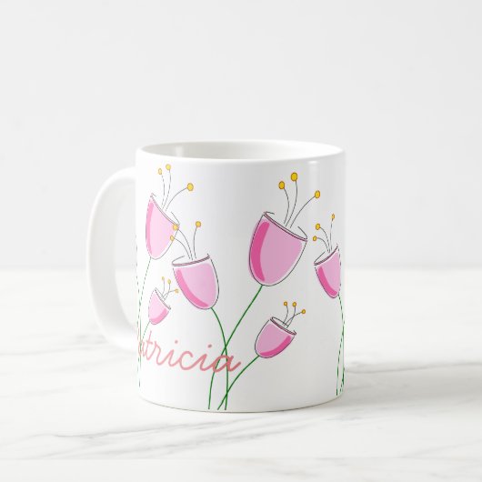 Rosa Blumenfeld Kaffeetasse (Vorderseite Links)