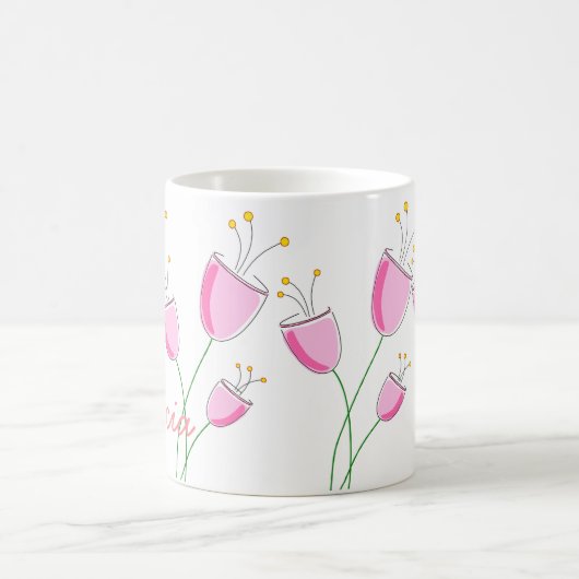 Rosa Blumenfeld Kaffeetasse (Mittel)
