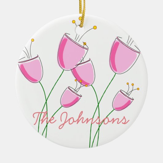 Rosa Blumenfeld Keramik Ornament (Vorne)