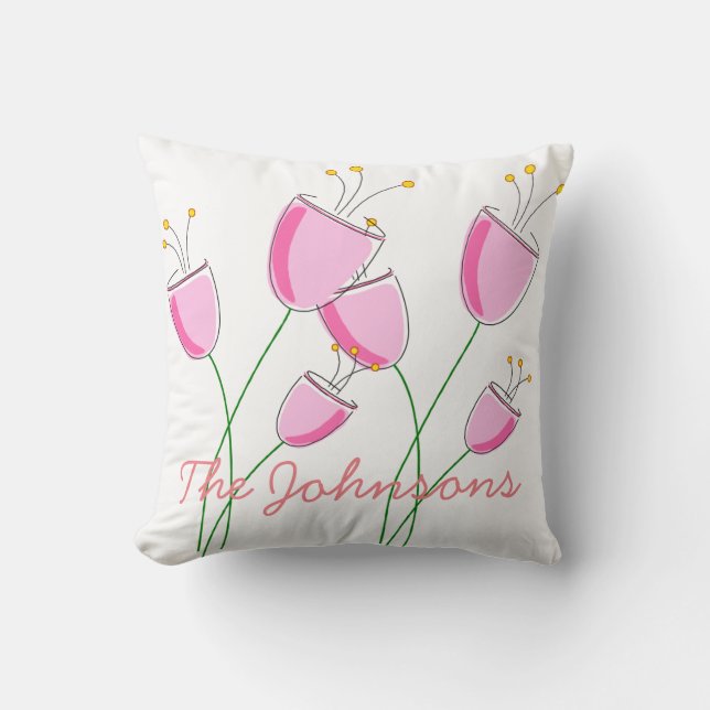 Rosa Blumenfeld Kissen (Vorderseite)