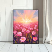 Rosa Blumenfeld Wasserfarbe Floral Poster