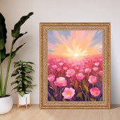 Rosa Blumenfeld Wasserfarbe Floral Poster