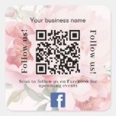 Rosa Blumenfirma qr Code Facebook Quadratischer Aufkleber (Vorderseite)