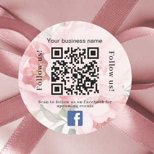 Rosa Blumenfirma qr Code Facebook Runder Aufkleber