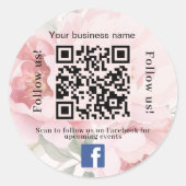 Rosa Blumenfirma qr Code Facebook Runder Aufkleber (Vorderseite)