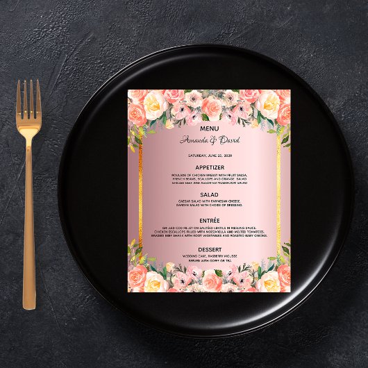 Rosa Blumenfloralen der Hochzeitmenüs, staubige Ro Flyer
