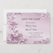 Rosa Blumenfolie Save the Date (Vorderseite)