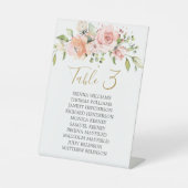 Rosa Blumenfolien Tischnummern für Seekarten Sockelschild (Vorderseite)