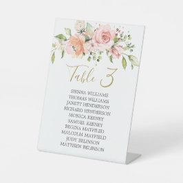 Rosa Blumenfolien Tischnummern für Seekarten Sockelschild