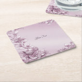 Rosa Blumenfolienpapier Untersetzer (angewinkelt)