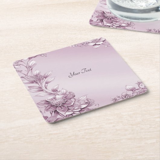 Rosa Blumenfolienpapier Untersetzer (angewinkelt)