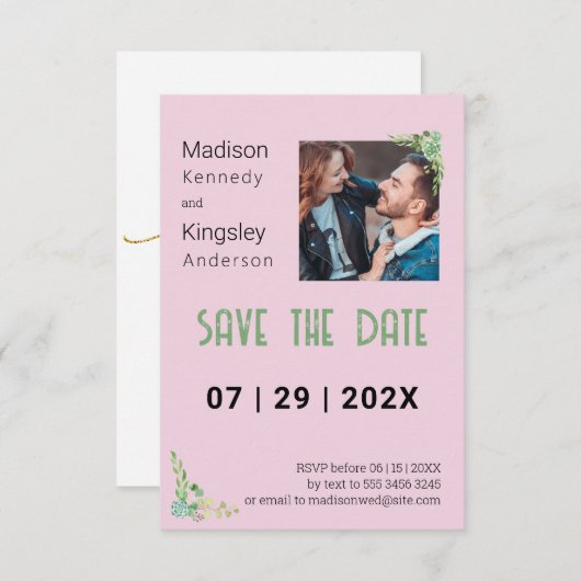 Rosa Blumenfrühling Save the Date Foto (Vorne/Hinten)