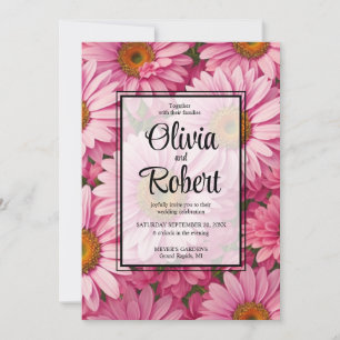 Rosa Blumengänse retro rosa Blume Hochzeit Einladung