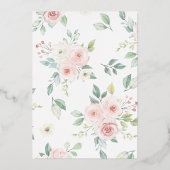 Rosa Blumengarn Quinceanera Navy Rose Gold Folieneinladung (Rückseite)