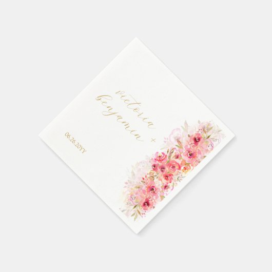 Rosa Blumengarten Barockmusik Serviette (Ecke)