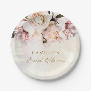 Rosa Blumengarten Brautparty Pappteller