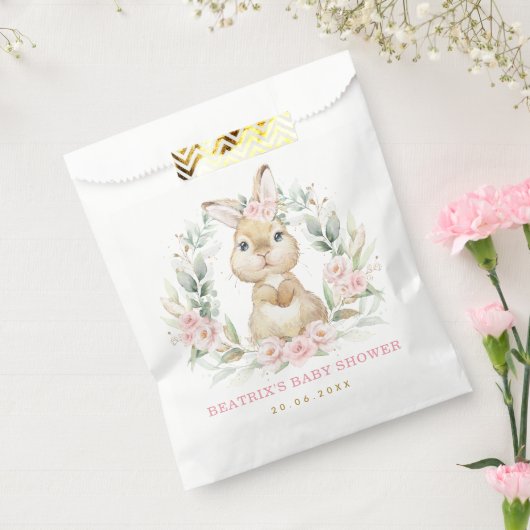 Rosa Blumengarten Bunny Rabbit Baby Dusche Party Geschenktütchen (Versiegelt)
