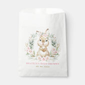 Rosa Blumengarten Bunny Rabbit Baby Dusche Party Geschenktütchen (Vorderseite)