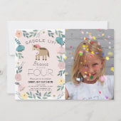 Rosa Blumengarten Foto Geburtstag Einladung (Vorderseite)