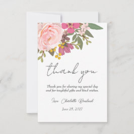 Rosa Blumengarten Frühling Brautparty Dankeskarte